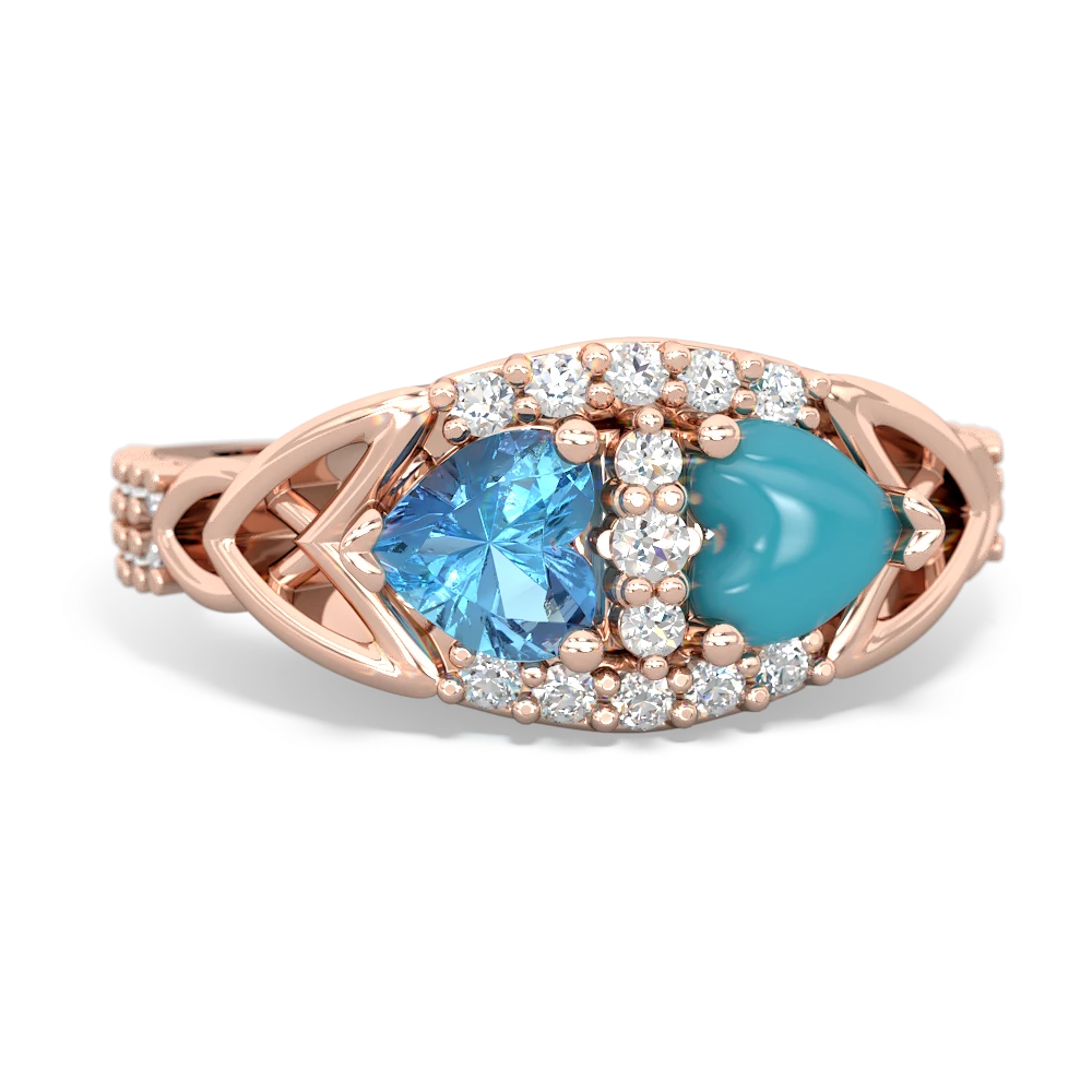 Blue Topaz Sparkling Celtic Knot 14K Rose Gold ring R2645