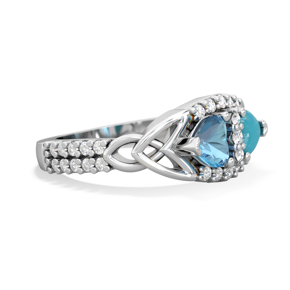 Blue Topaz Sparkling Celtic Knot 14K White Gold ring R2645