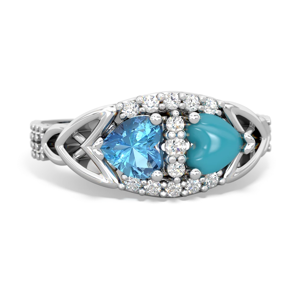 Blue Topaz Sparkling Celtic Knot 14K White Gold ring R2645