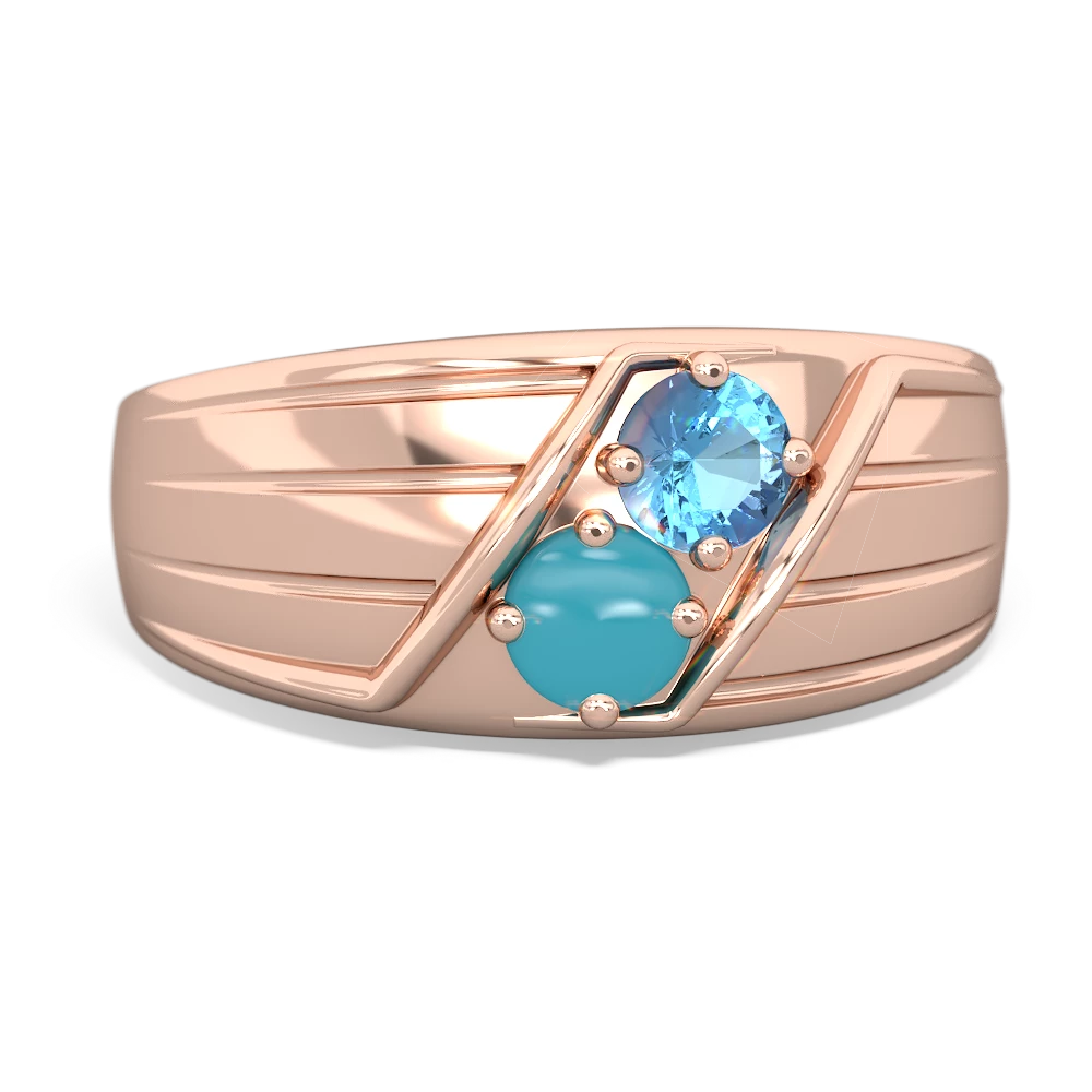 Blue Topaz Men's Streamline 14K Rose Gold ring R0460