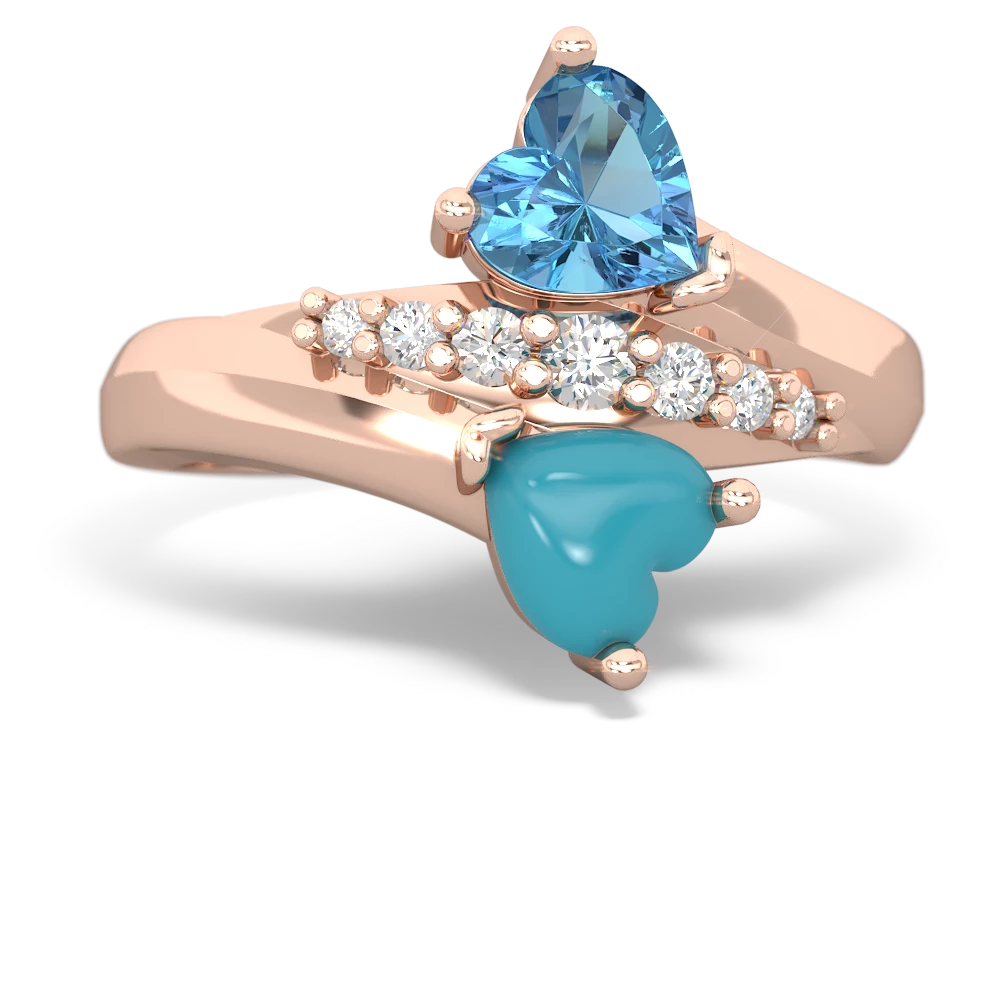 Blue Topaz Heart To Heart 14K Rose Gold ring R2064