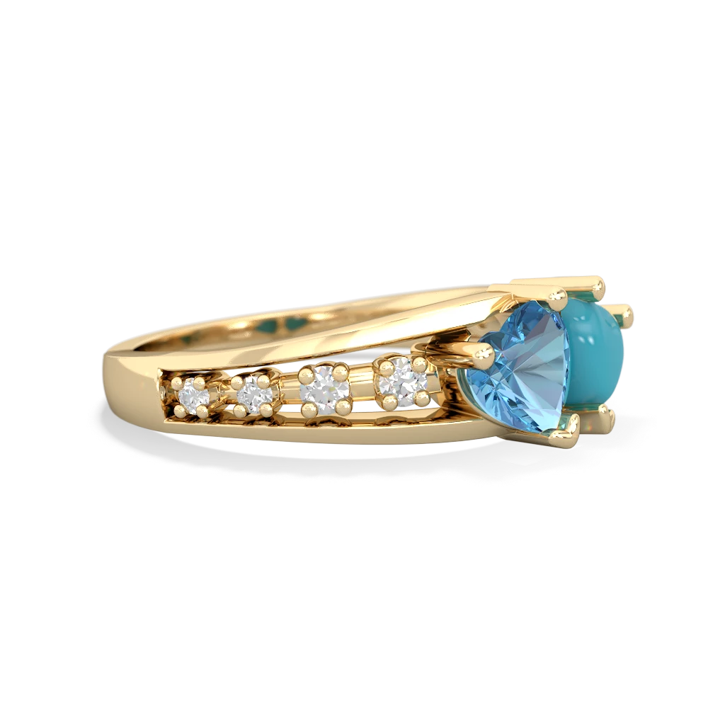 Blue Topaz Heart To Heart 14K Yellow Gold ring R3342