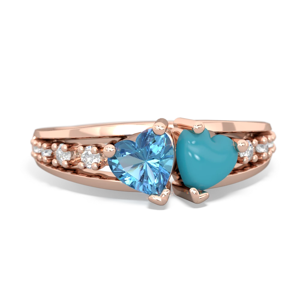 Blue Topaz Heart To Heart 14K Rose Gold ring R3342