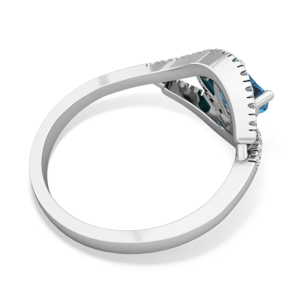 Blue Topaz Mother And Child 14K White Gold ring R3010