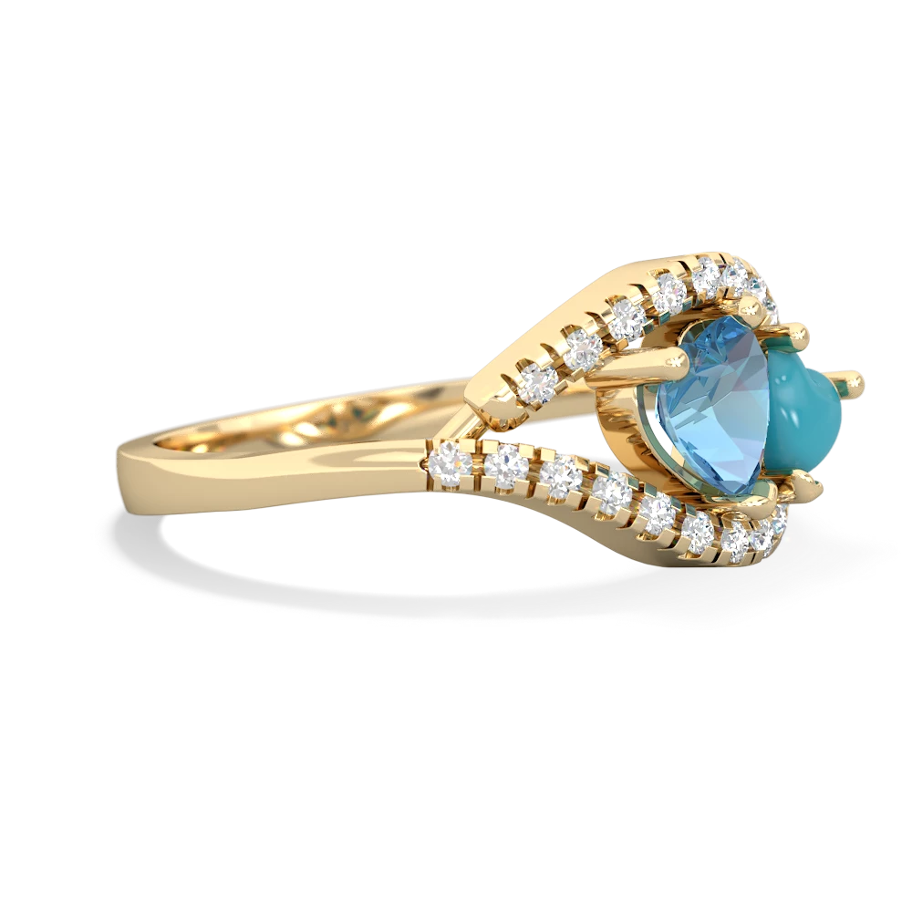 Blue Topaz Mother And Child 14K Yellow Gold ring R3010