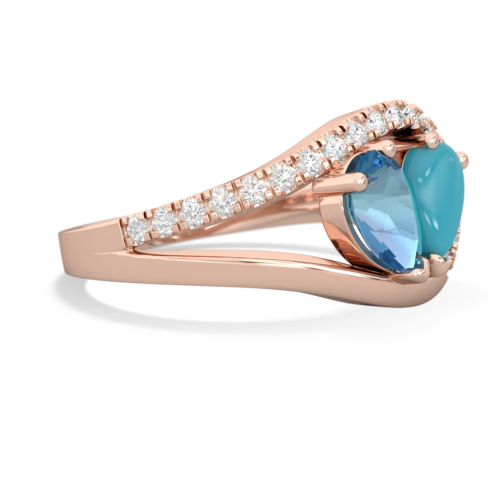 Blue Topaz Nestled Heart Keepsake 14K Rose Gold ring R5650