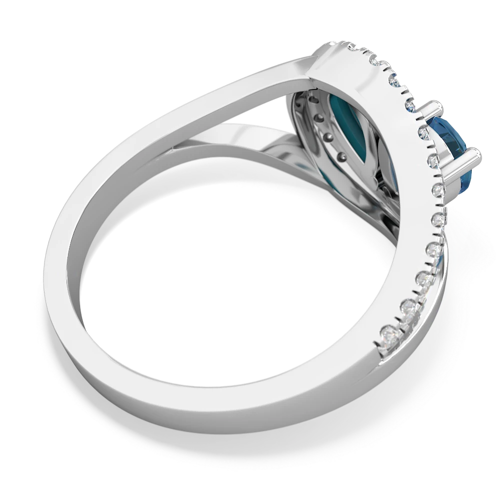 Blue Topaz Nestled Heart Keepsake 14K White Gold ring R5650