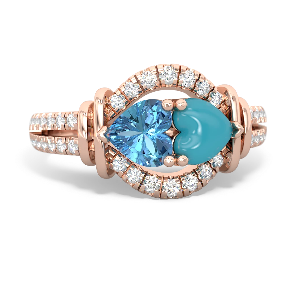 Blue Topaz Art-Deco Keepsake 14K Rose Gold ring R5630