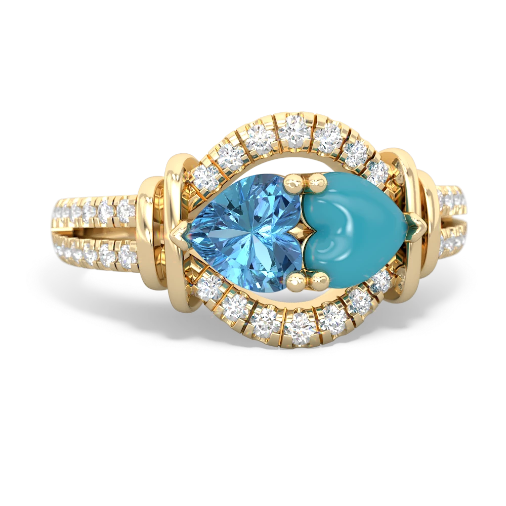 Blue Topaz Art-Deco Keepsake 14K Yellow Gold ring R5630