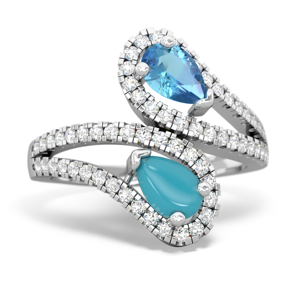 Blue Topaz Diamond Dazzler 14K White Gold ring R3000