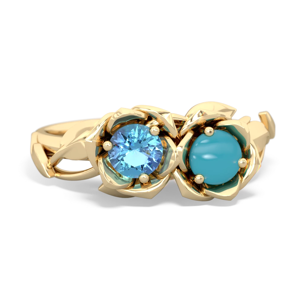 Blue Topaz Rose Garden 14K Yellow Gold ring R5510