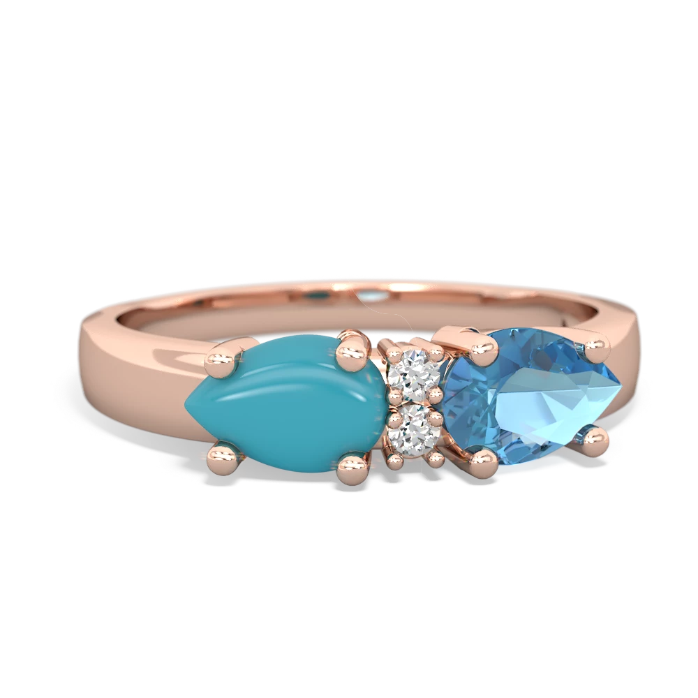 Blue Topaz Pear Bowtie 14K Rose Gold ring R0865