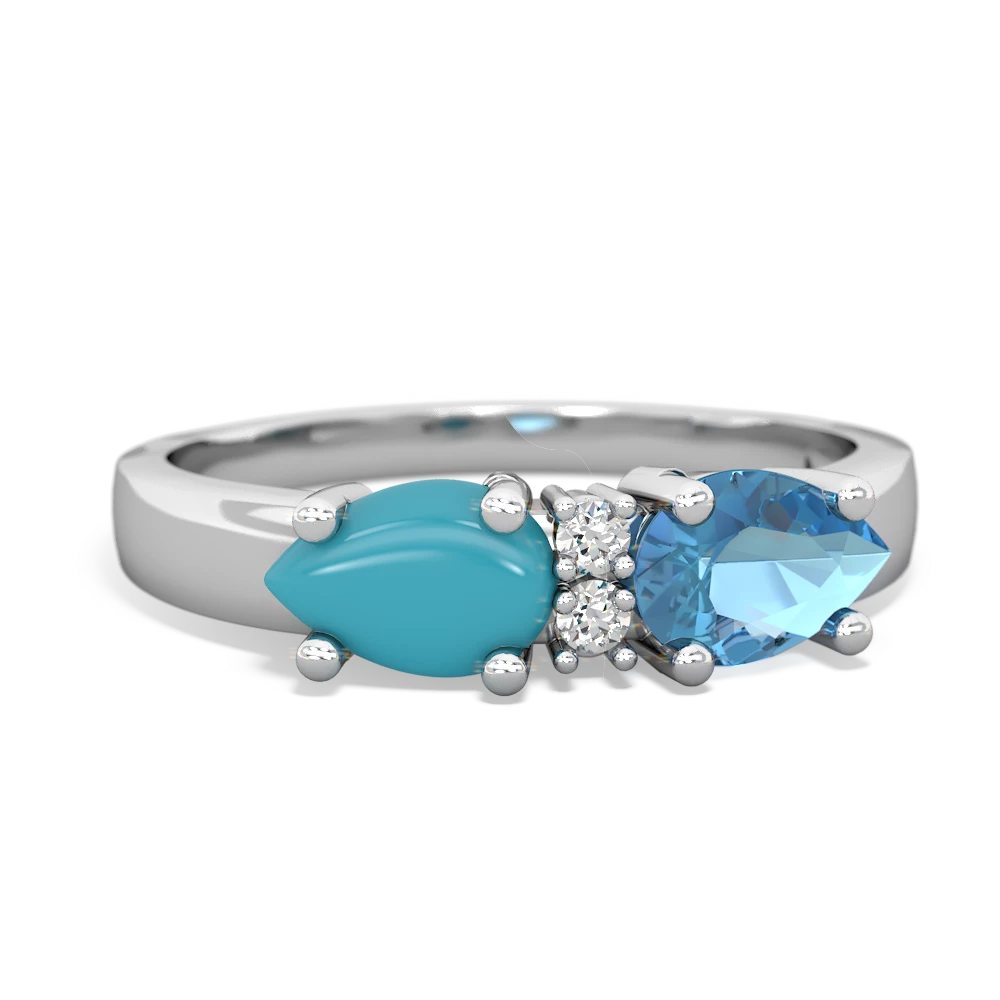 Blue Topaz Pear Bowtie 14K White Gold ring R0865