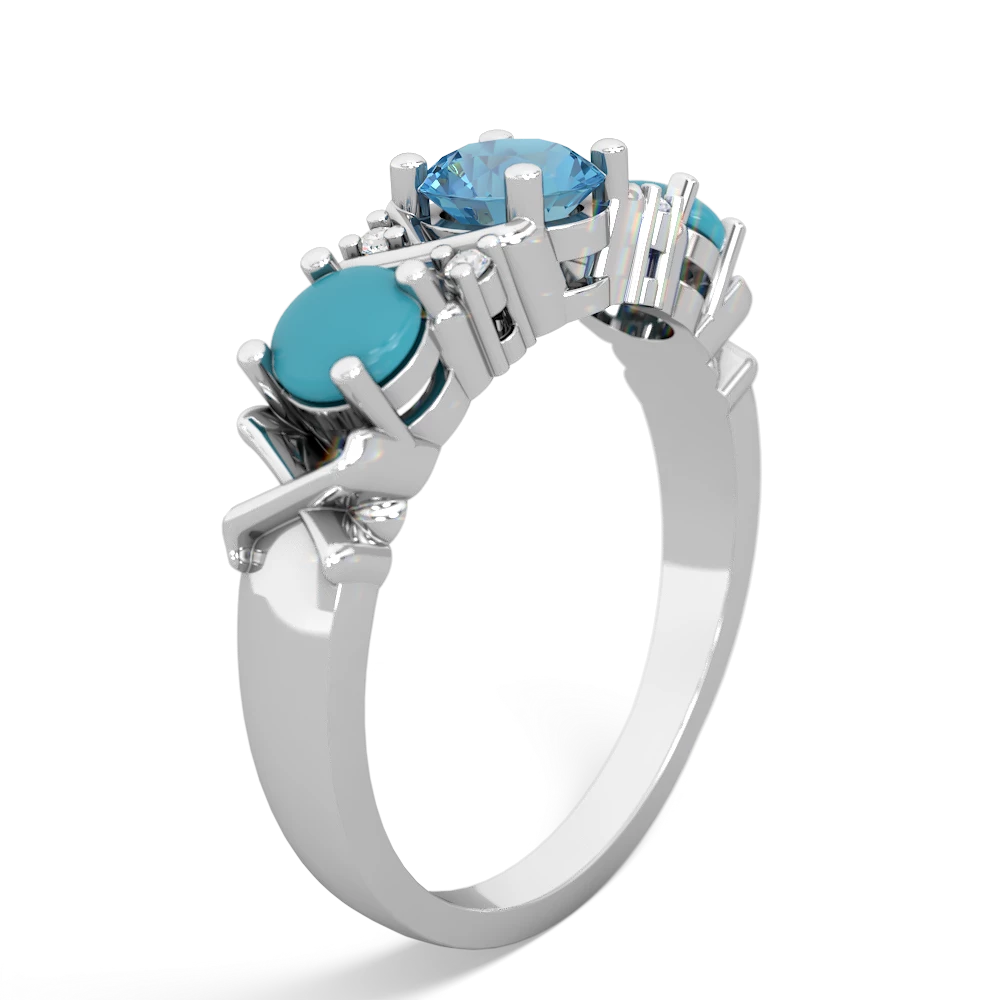 Blue Topaz Hugs And Kisses 14K White Gold ring R5016