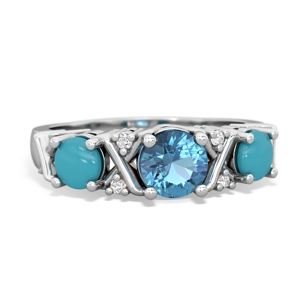 Blue Topaz Hugs And Kisses 14K White Gold ring R5016