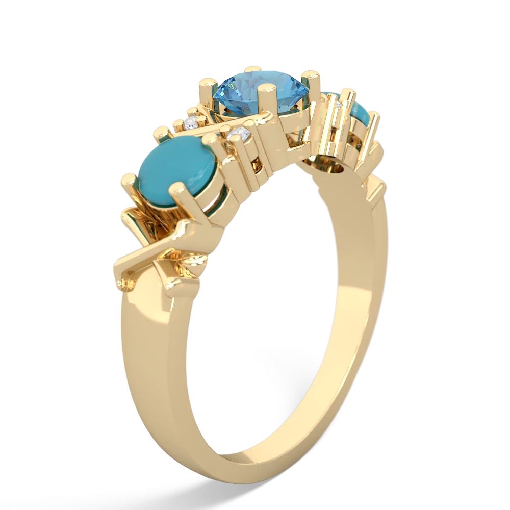 Blue Topaz Hugs And Kisses 14K Yellow Gold ring R5016