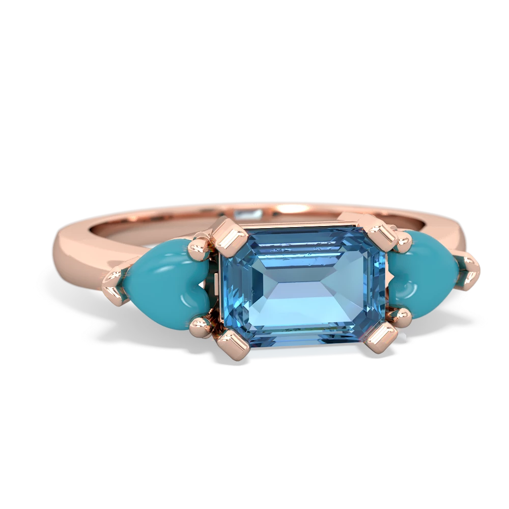 Blue Topaz Three Stone 14K Rose Gold ring R5235