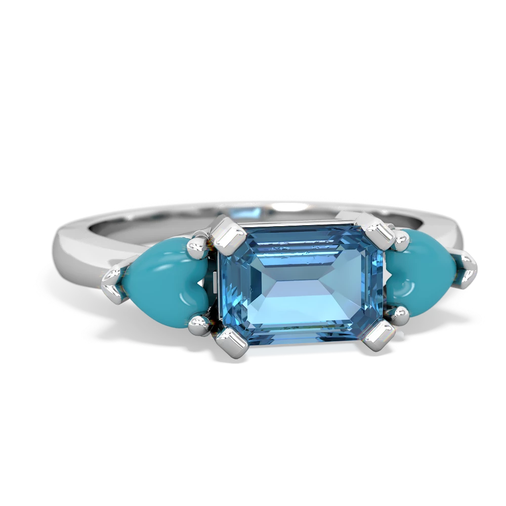 Blue Topaz Three Stone 14K White Gold ring R5235