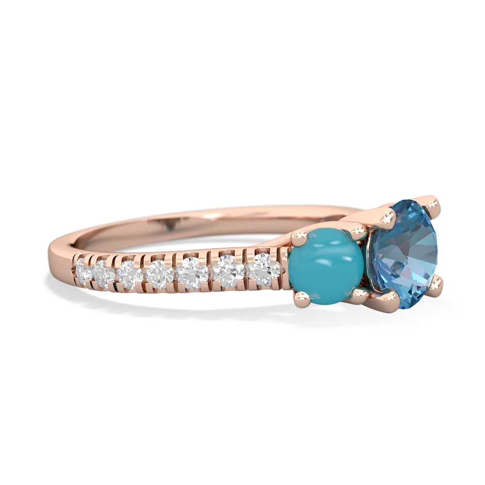 Blue Topaz Pave Trellis 14K Rose Gold ring R5500