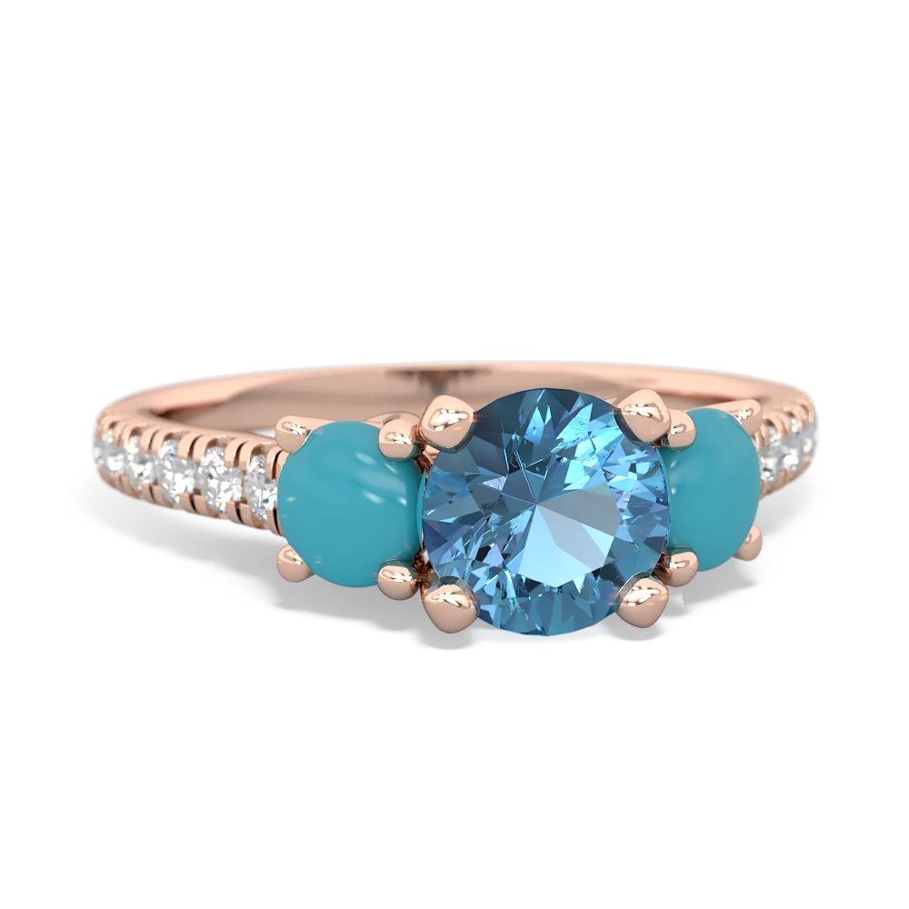 Blue Topaz Pave Trellis 14K Rose Gold ring R5500