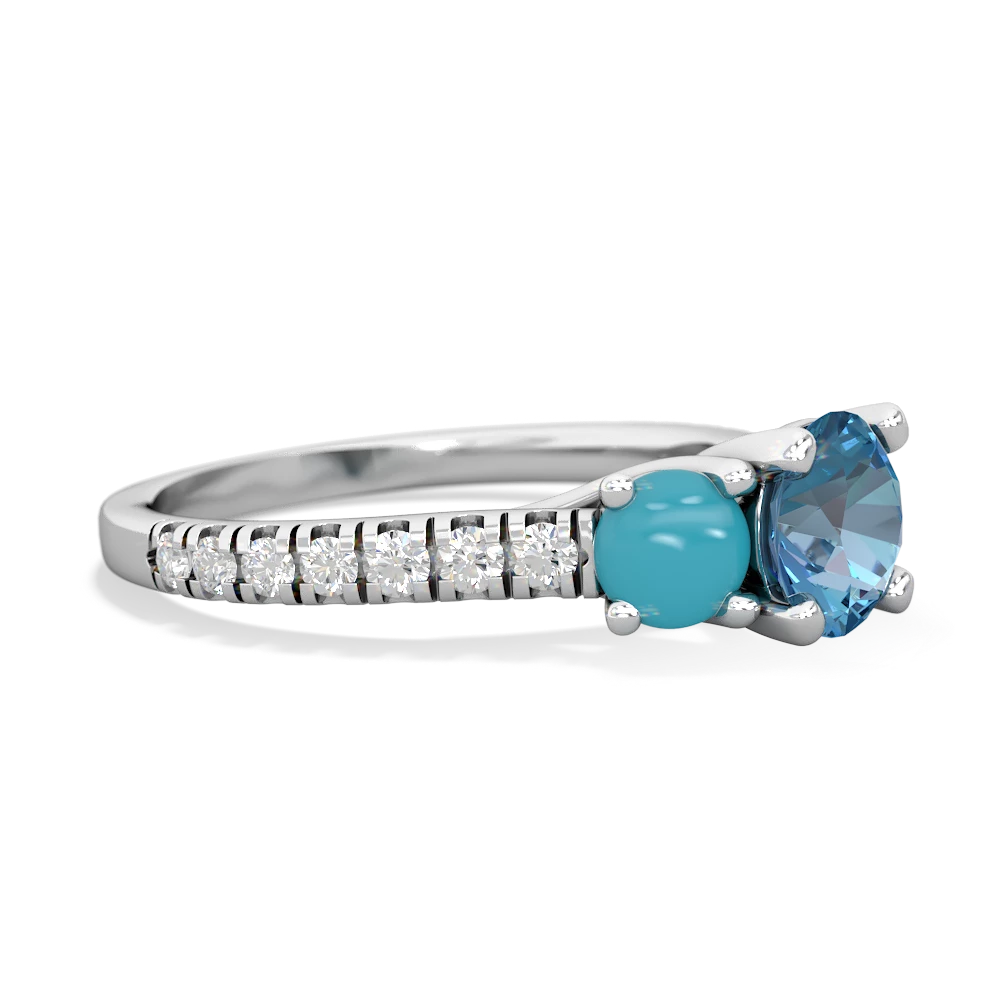 Blue Topaz Pave Trellis 14K White Gold ring R5500