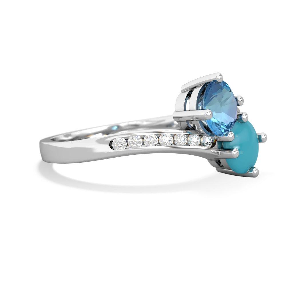 Blue Topaz Channel Set Two Stone 14K White Gold ring R5303