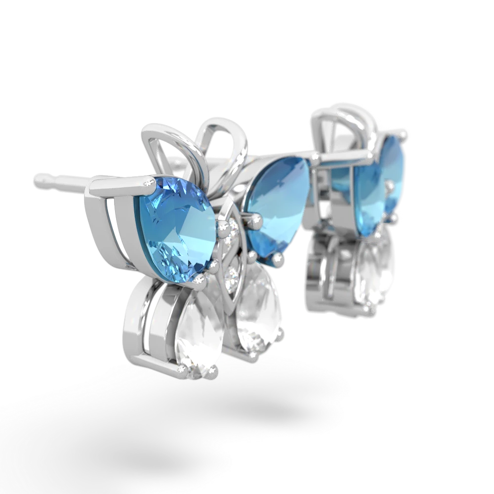 Blue Topaz Butterfly 14K White Gold earrings E2215