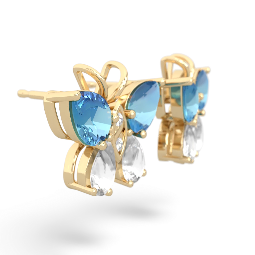 Blue Topaz Butterfly 14K Yellow Gold earrings E2215