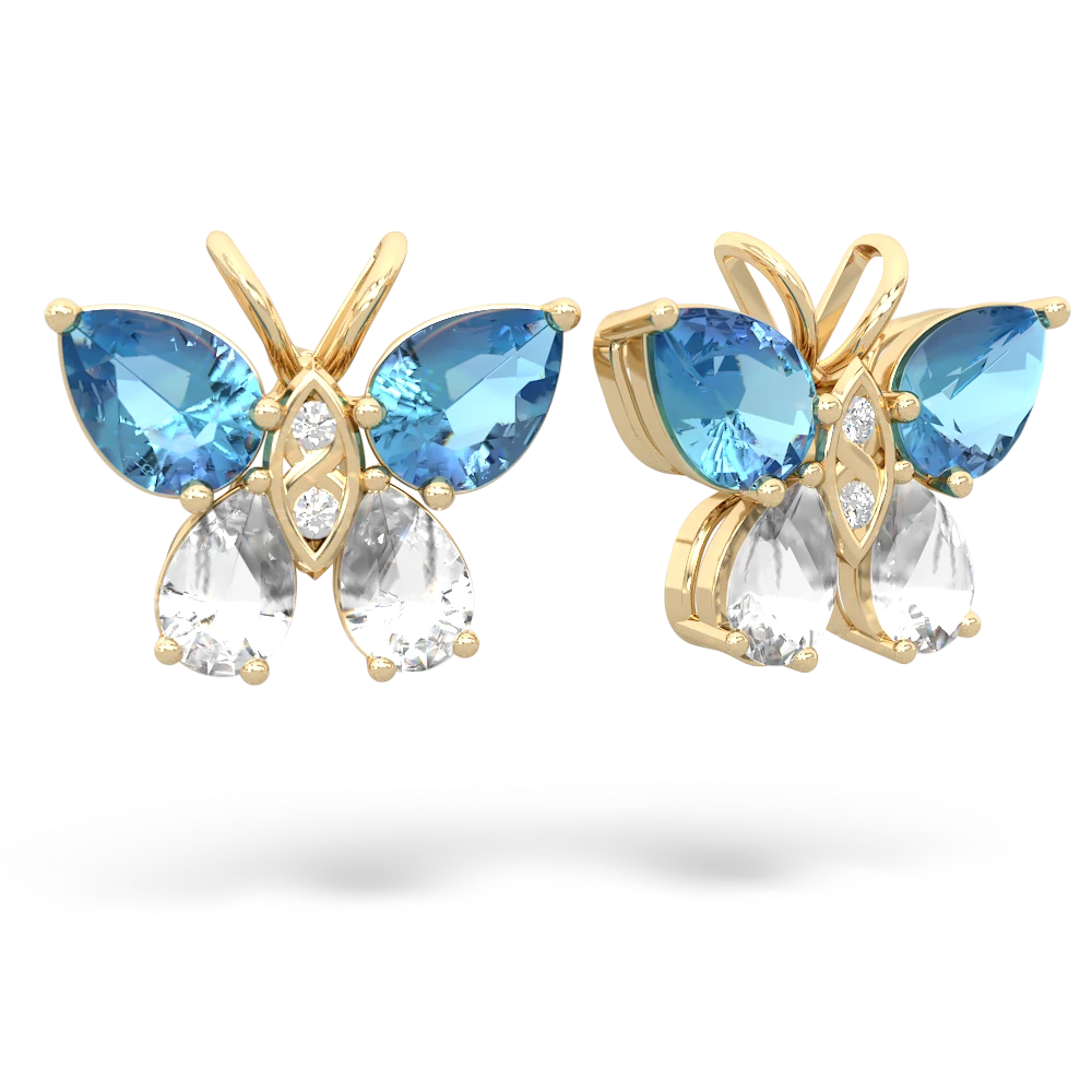 Blue Topaz Butterfly 14K Yellow Gold earrings E2215