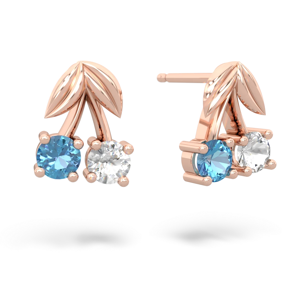 Blue Topaz Sweet Cherries 14K Rose Gold earrings E7001