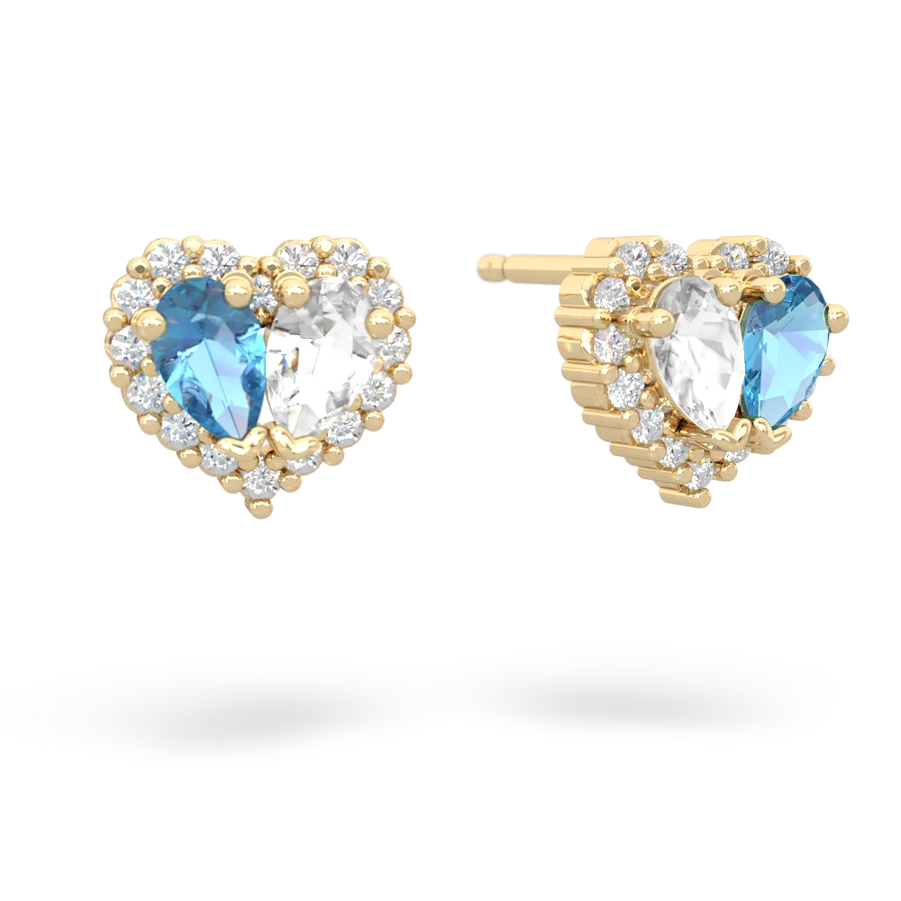 Blue Topaz Halo 14K Yellow Gold earrings E7008