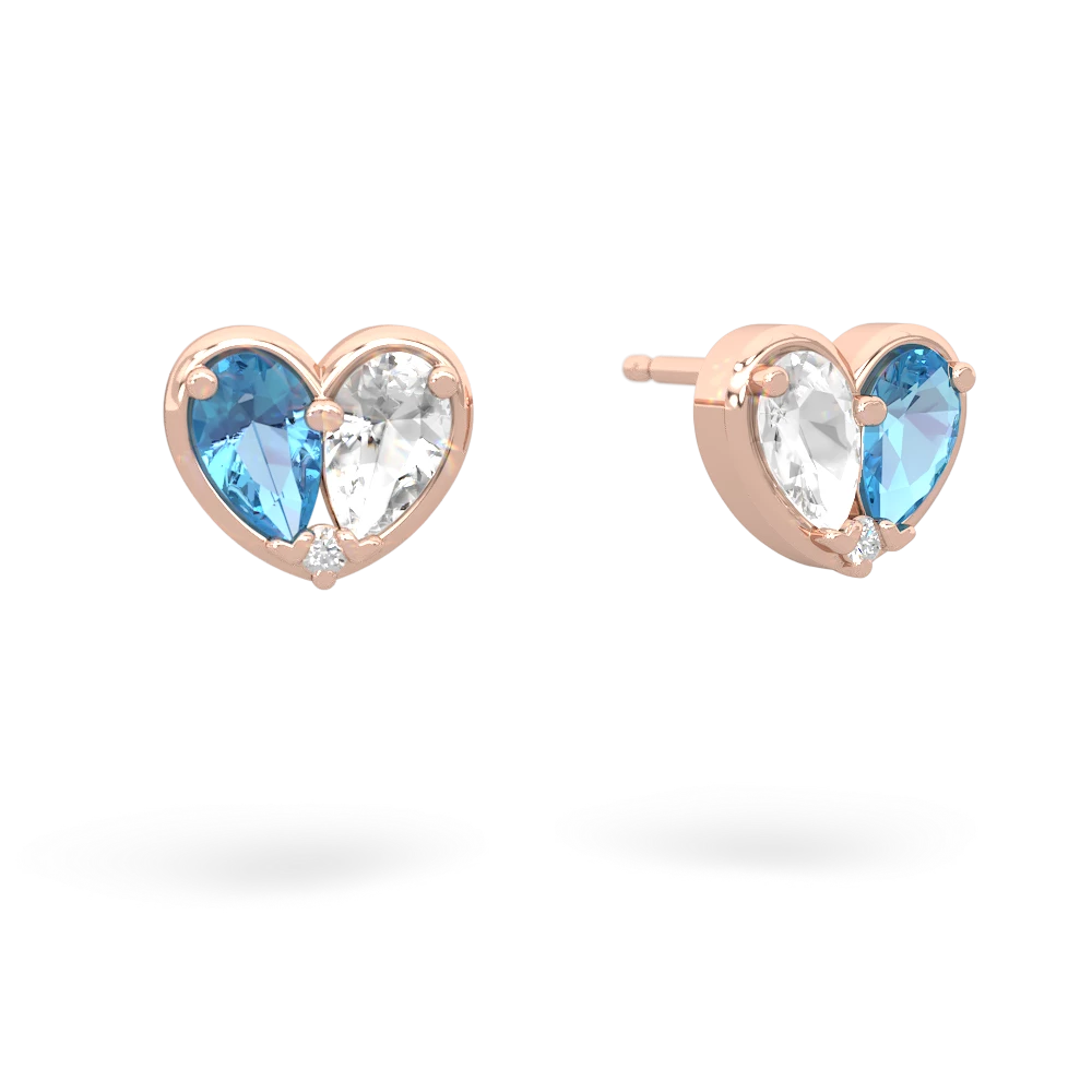 Blue Topaz 'Our Heart' 14K Rose Gold earrings E5072