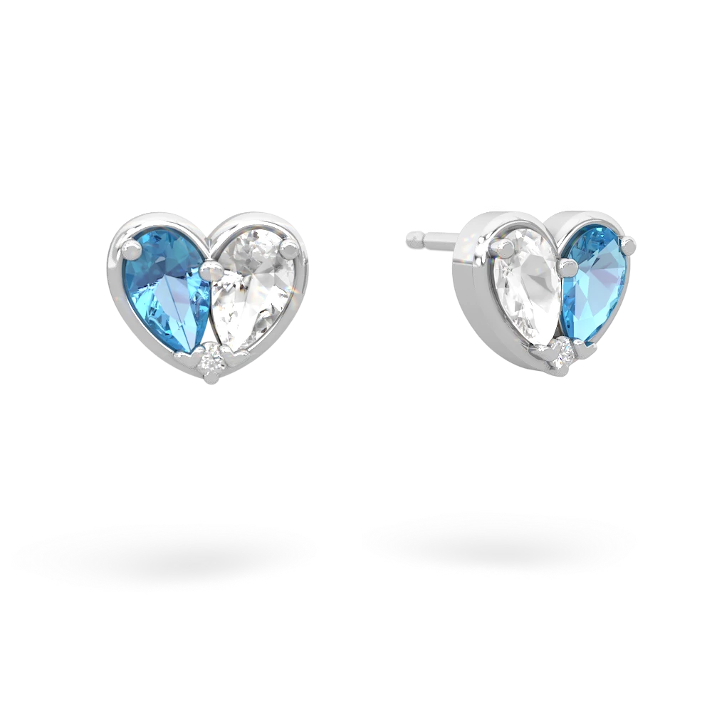 Blue Topaz 'Our Heart' 14K White Gold earrings E5072