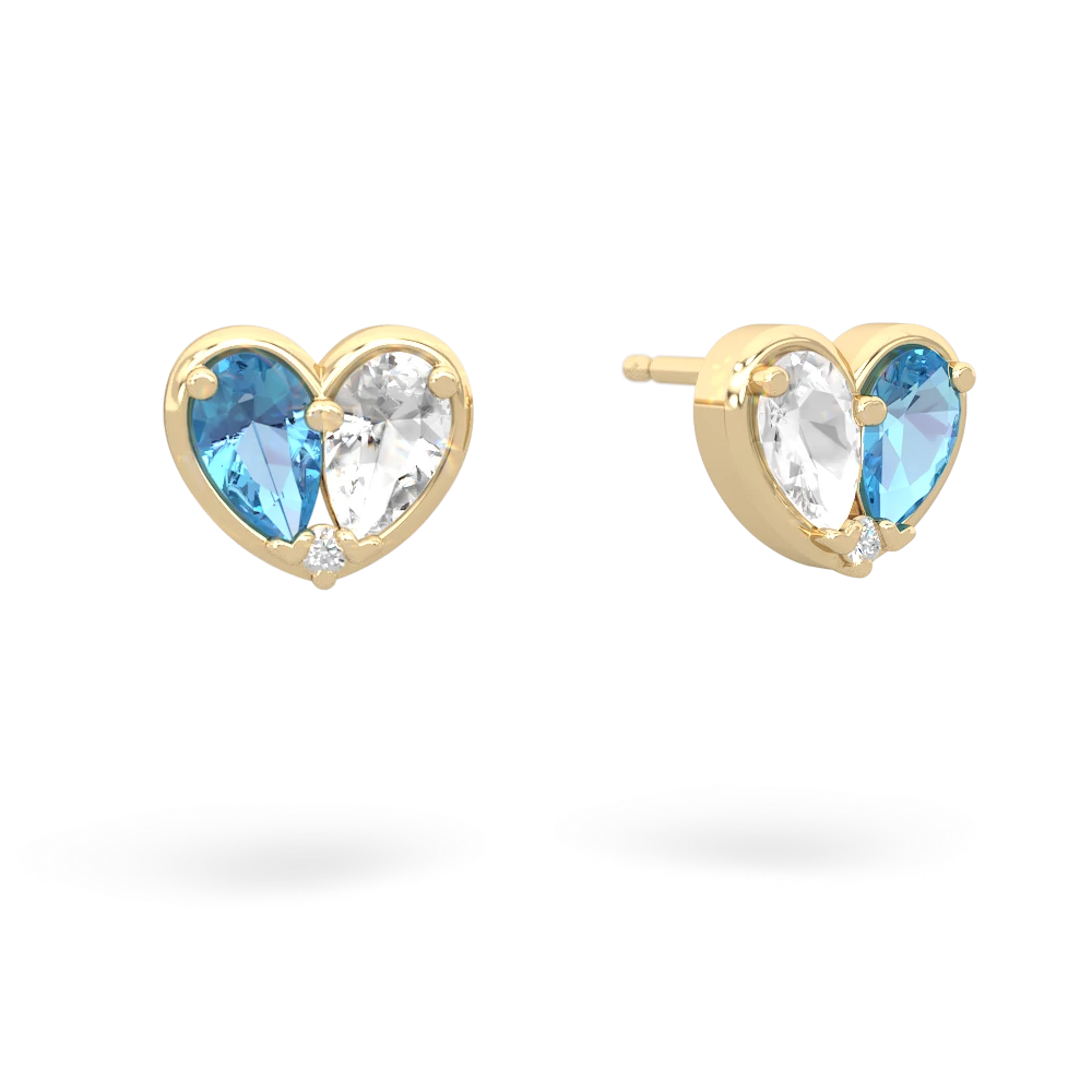 Blue Topaz 'Our Heart' 14K Yellow Gold earrings E5072