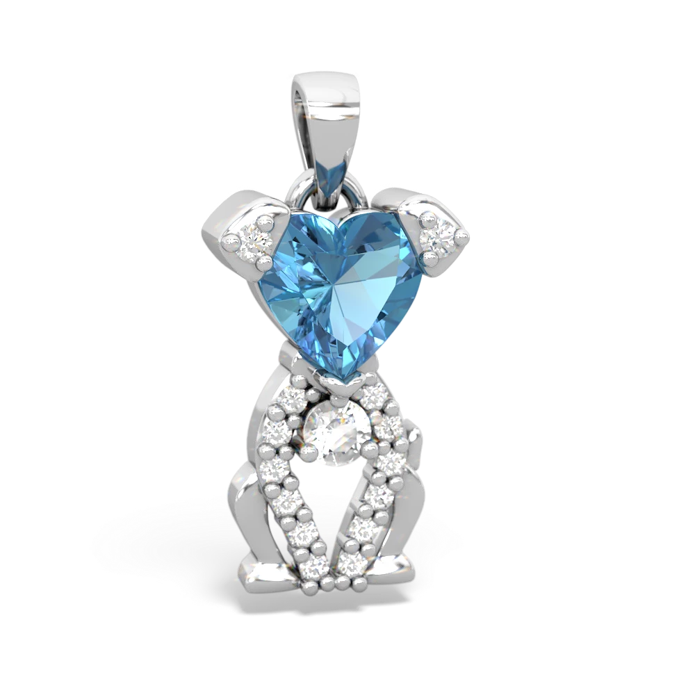 Blue Topaz Puppy Love 14K White Gold pendant P5800