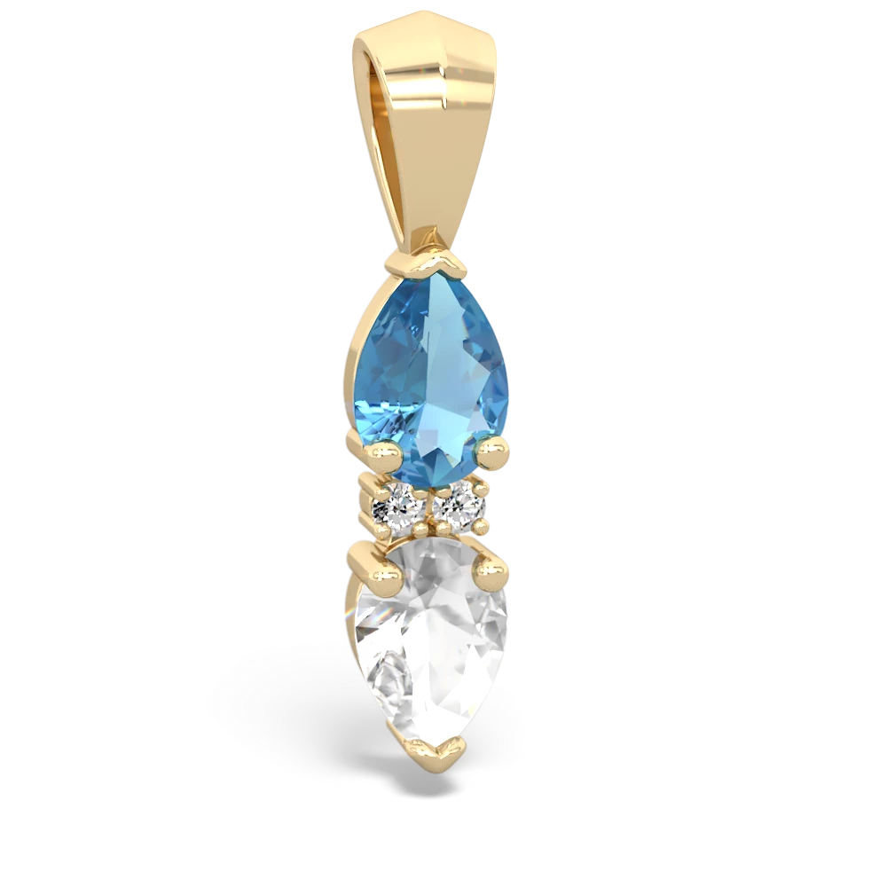 Blue Topaz Bowtie Drop 14K Yellow Gold pendant P0865