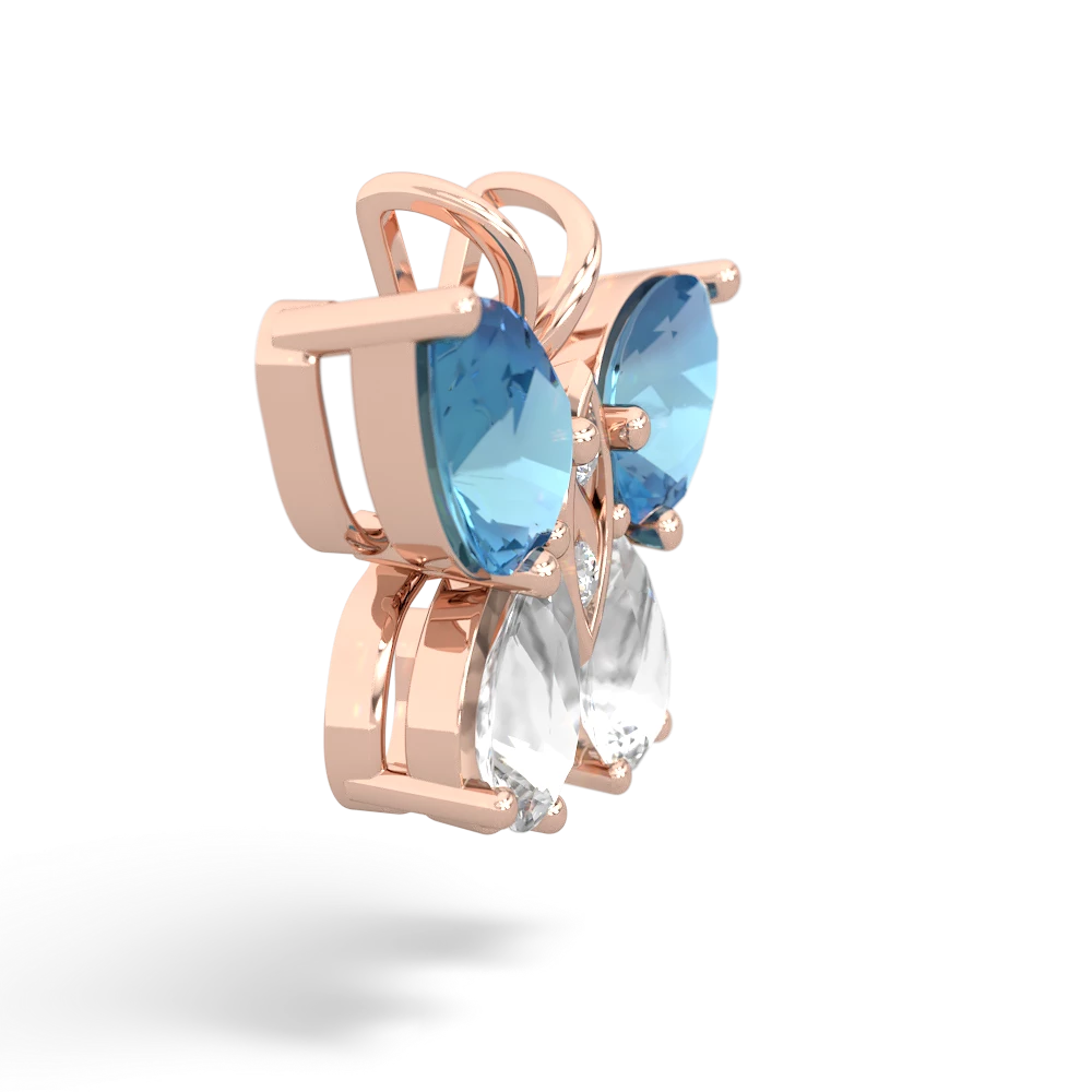 Blue Topaz Butterfly 14K Rose Gold pendant P2215