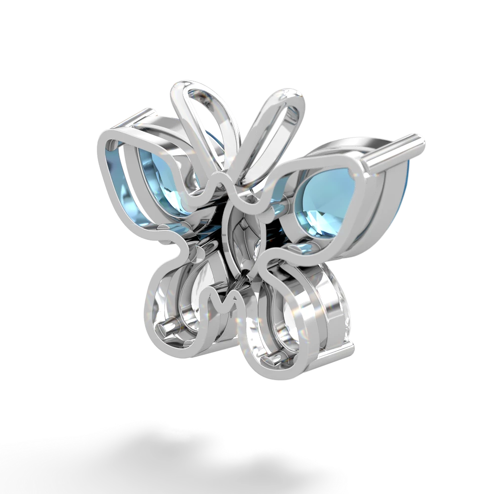 Blue Topaz Butterfly 14K White Gold pendant P2215