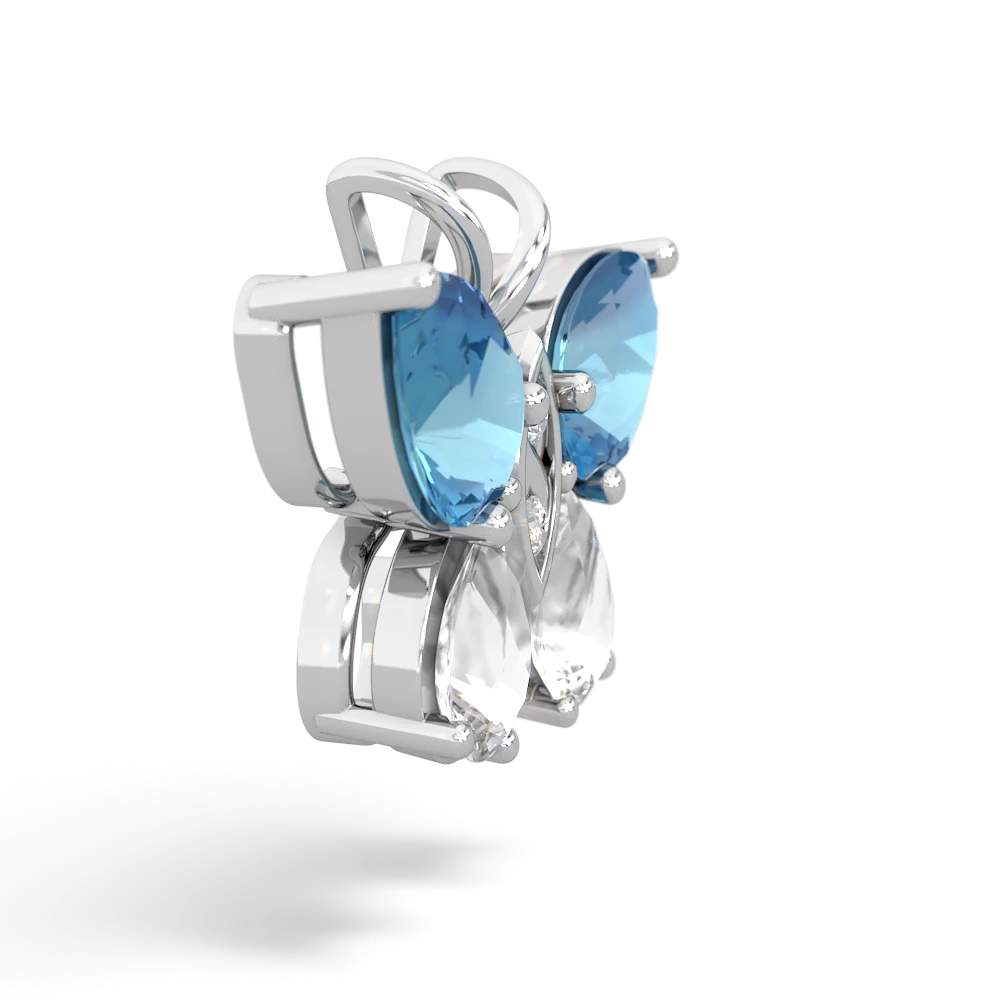 Blue Topaz Butterfly 14K White Gold pendant P2215