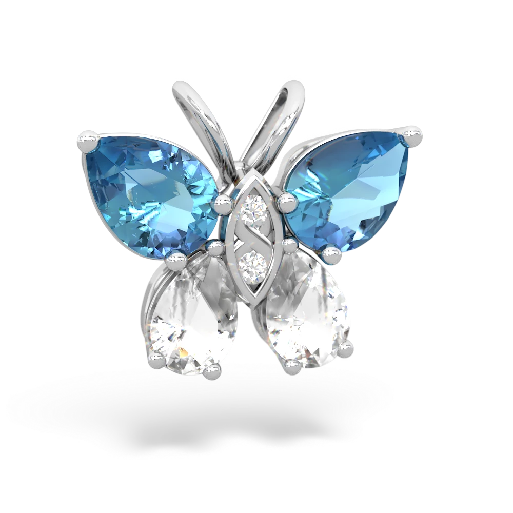 Blue Topaz Butterfly 14K White Gold pendant P2215