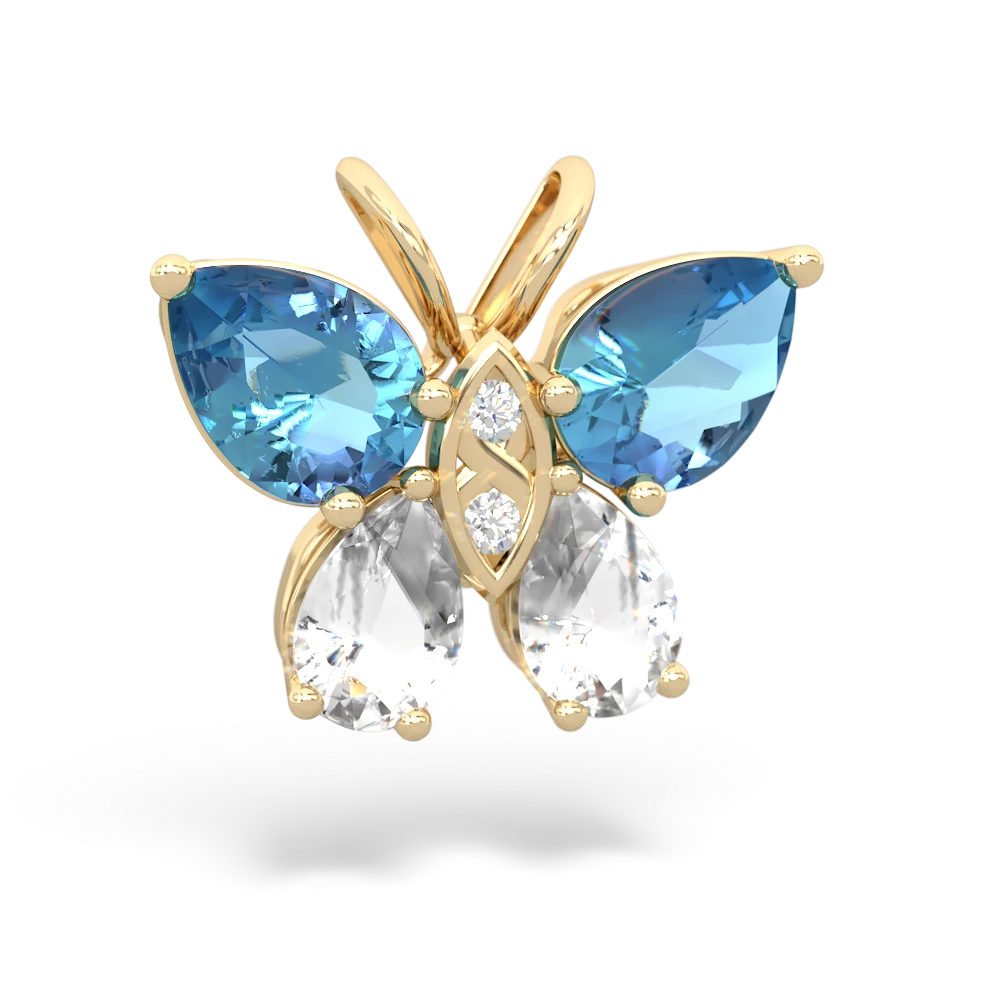 Blue Topaz Butterfly 14K Yellow Gold pendant P2215