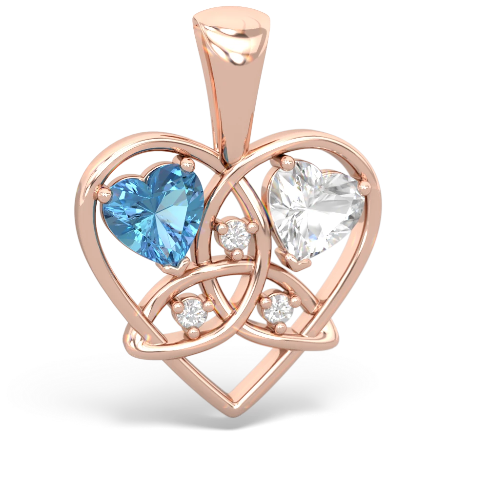 Blue Topaz Celtic Trinity Heart 14K Rose Gold pendant P5331