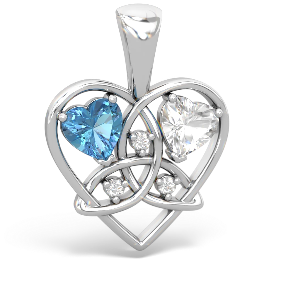 Blue Topaz Celtic Trinity Heart 14K White Gold pendant P5331