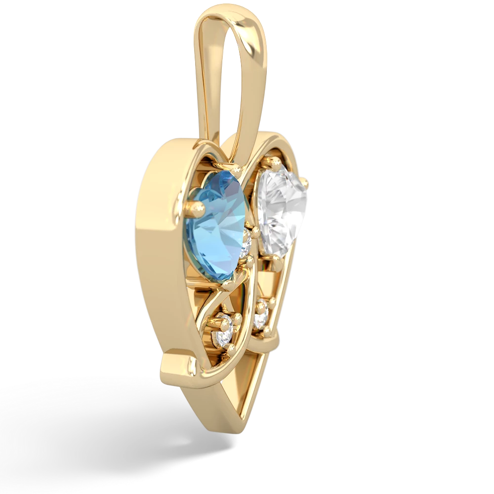 Blue Topaz Celtic Trinity Heart 14K Yellow Gold pendant P5331