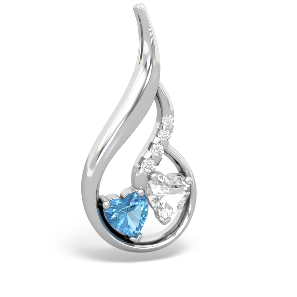 Blue Topaz Keepsake Curves 14K White Gold pendant P5450