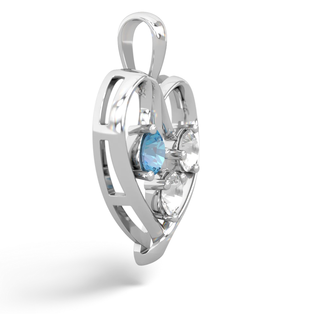 Blue Topaz Glowing Heart 14K White Gold pendant P2233