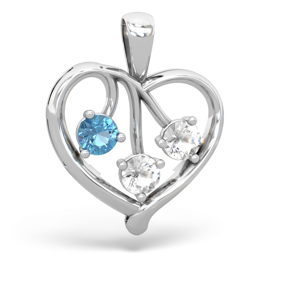 Blue Topaz Glowing Heart 14K White Gold pendant P2233