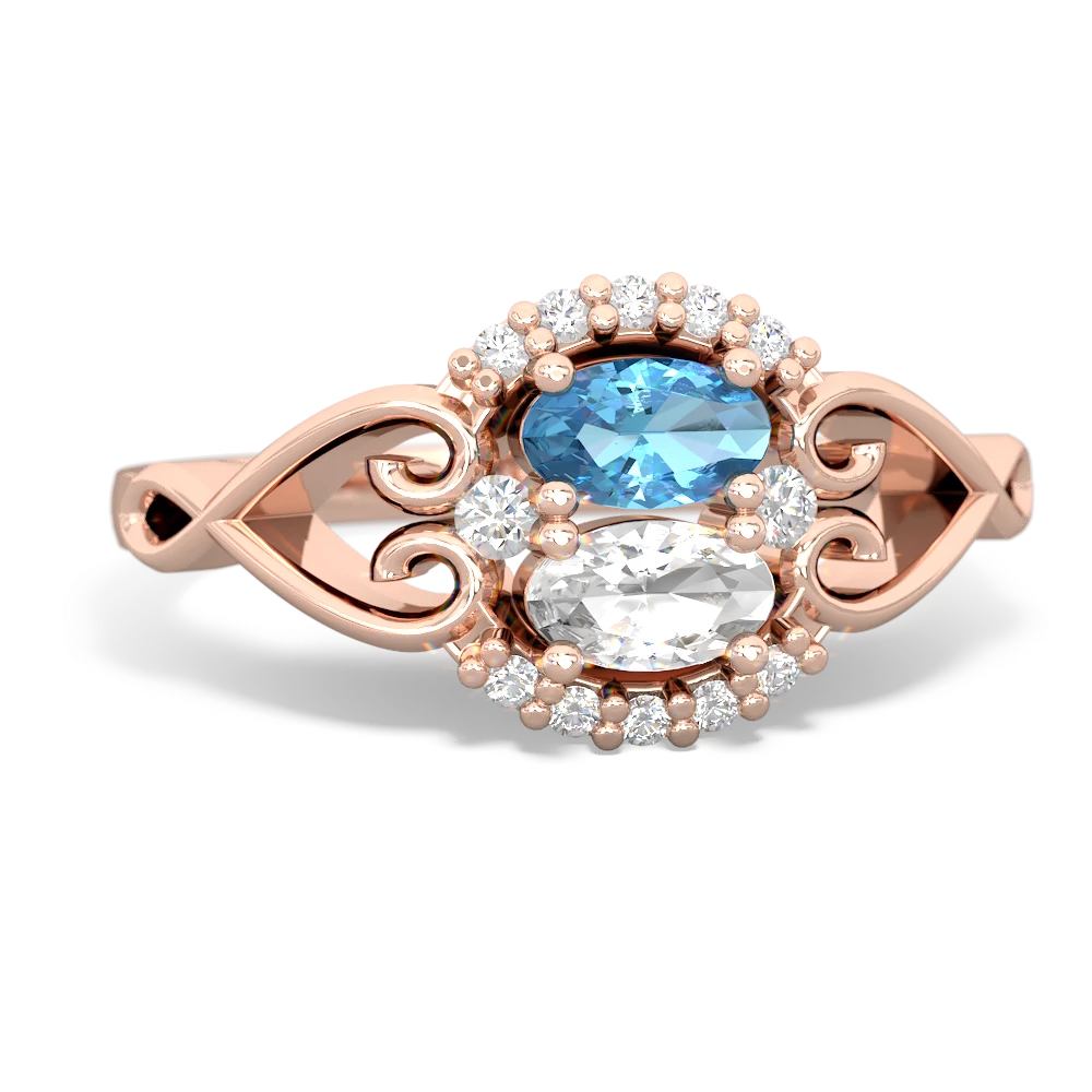 Blue Topaz Love Nest 14K Rose Gold ring R5860