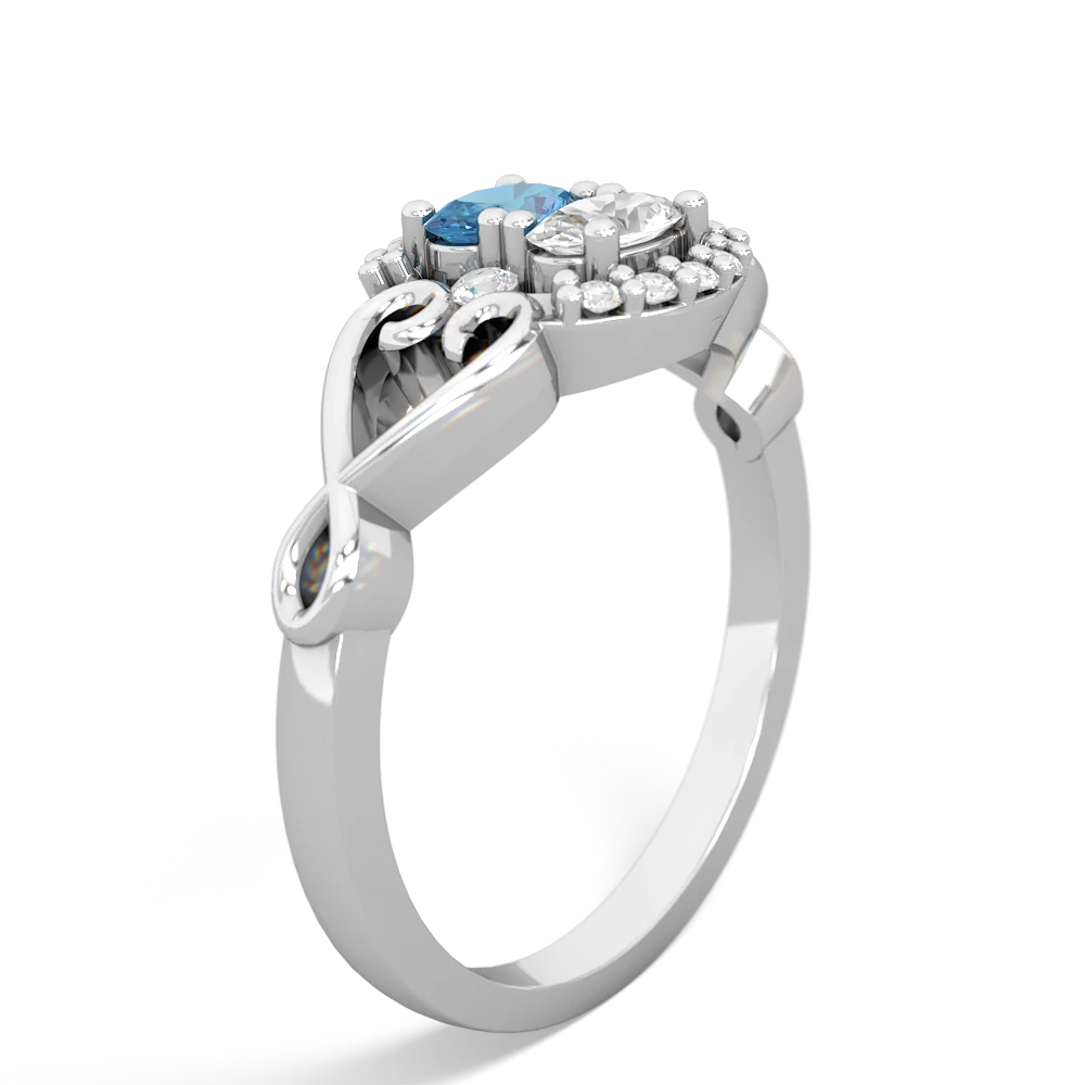 Blue Topaz Love Nest 14K White Gold ring R5860