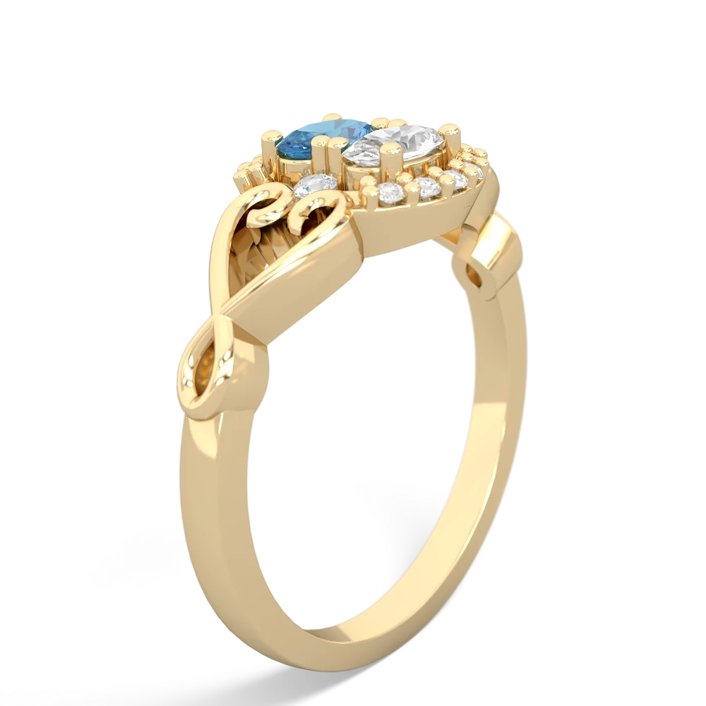 Blue Topaz Love Nest 14K Yellow Gold ring R5860